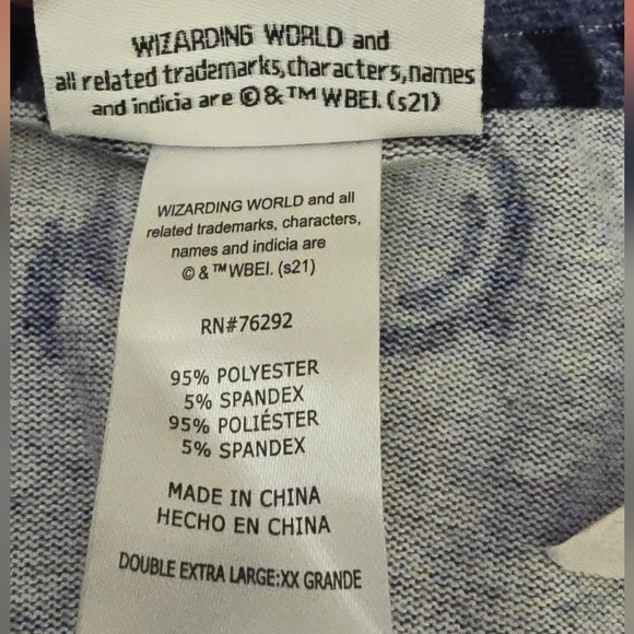 NWT Harry Potter Wizarding World Long Sleeve Blue Tunic Loungewear 2XL (B) - Picture 5 of 6